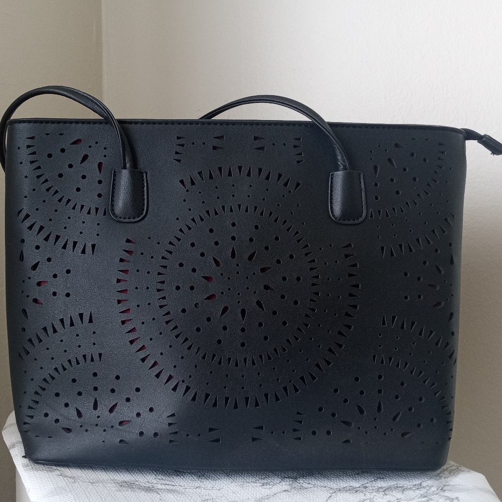 Black Perforated Tote Bag